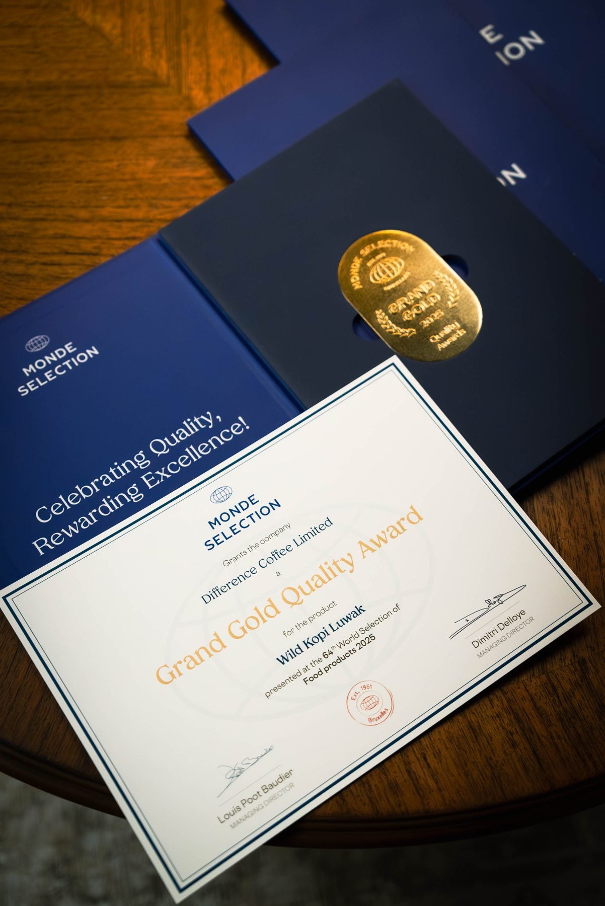 Monde Selection award certificate