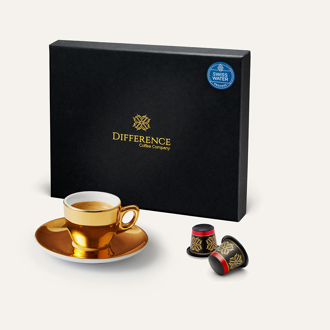 Difference Coffee's specialty grade coffee from Panama, decaffeinated using the SWISS WATER® Process, presented in Nespresso Original compatible capsules