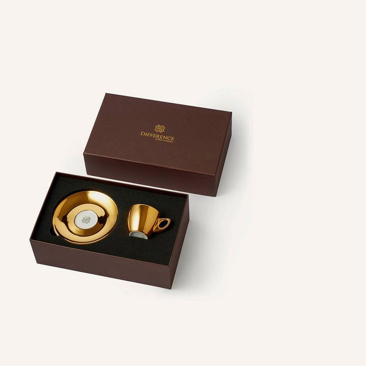 The 24 Carat Bespoke Gold Cup has become an iconic symbol for Difference Coffee. Originally created as a restaurant exclusive item, the cup has since found its way to some of our most valued patrons, a token for their continued support.